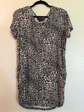 Dana Buchman Animal Leopard Print Tunic Short Sleeve Top Size XL